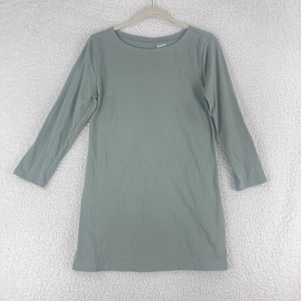 Duluth Trading Co. Green Long Sleeve Tunic Shirt Womens Boat Neck Size XS